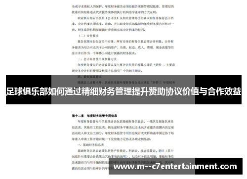 足球俱乐部如何通过精细财务管理提升赞助协议价值与合作效益